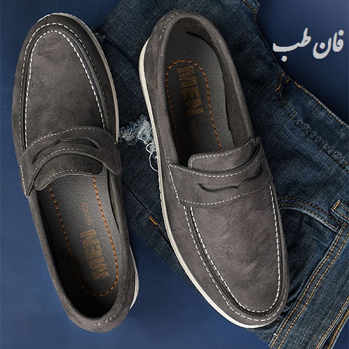 کفش کالج طوسی مردانه مدل Aril