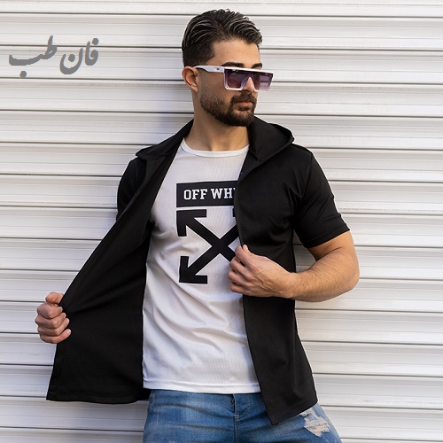 هودی مردانه مشکی سفید مدل Off White