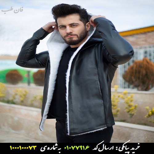 هودی چرم لبه خز مردانه مدل Noyan